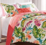 Tropics 3PC King * Quilt Set : Tropical Coral Beach Green Palms Ocean House. Fixed Price $119.45.