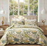 King 100% Cotton Quilt Set 3PC Boho Reversible Leaves Floral Lightweight. Fixed Price $119.23.