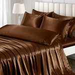 Ersmak 7 Pieces Satin Sheets Set Queen Size, Luxury Silky Brown Bed. Fixed Price $38.29.