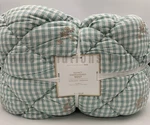 Pottery Barn Teen Quincy Floral Embroidered Plaid Quilt Blue Full Queen #T1080. Fixed Price $207.75.
