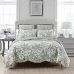 Laurel Manor Toile Garden Sage Green Full/queen Cotton Quilt New. Fixed Price $80.00.