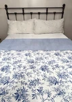 Laura Ashley Blue Toile Floral Quilt Full/queen Cottage Core Coastal Bedding 85. Fixed Price $64.95.