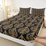 Damask Fitted Queen Size Antique Victorian Baroque Bedding Set For Adults Bed.... Fixed Price $48.40.