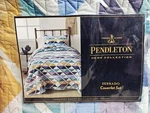 Pendleton Serrado Twin Coverlet Set Geometric Colorful Modern 100% Cotton. Fixed Price $104.00.