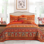 Quilt California King 108 X 118 3 Pieces Striped Red Orange Vaputar Size Inch. Fixed Price $154.99.