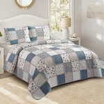 Virah Bella - Blue With Roses Patchwork Lightweight Reversible Quilt Set. Fixed Price $79.95.
