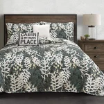 Camouflage Leaves Quilt Reversible 5 Piece Bedding Set With Wintry Cabin Deer Sc. Fixed Price $39.50.