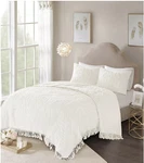 Madison Park Laetitia Full/queen 3 Pce Cotton Chenille Medallion Fringe Coverlet. Fixed Price $200.00.