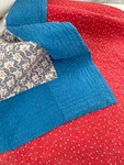 58X56 Antique French Boutis Hand Quilted Reversible Polka Dot Floral 1800. Fixed Price $695.00.