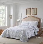 Laura Ashley Queen Quilt Set Cotton Reversible Floral Bedding 3-PIECE Blue New. Fixed Price $79.00.
