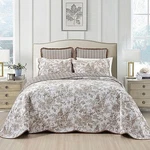 Laurel Manor Bedspread 1 Size Taupe Toile Garden Reversible Quilted Fine Linens. Fixed Price $94.99.