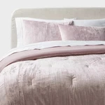 3PC Full/queen Crinkle Velvet Comforter & Sham Set Mauve - Threshold. Fixed Price $23.79.