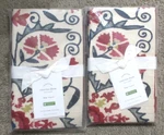 2 New Embroidered Pottery Barn Catarina Printed Suzani Pattern King Shams. Fixed Price $49.99.