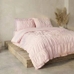 Pink Cotton Linen Cover Set Cinched Wrinkle Duvet Blush. Fixed Price $89.00.