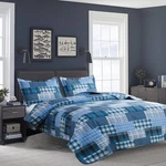 Quilt Set Queen Size Bedspread Coverlet Blue Plaid Patchwork Bedding Me.... Fixed Price $39.22.