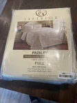Superior Paisley Matelasse Bedspread 100% Cotton & 2 Shams- Ivory. Fixed Price $40.00.