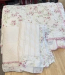 Simply Shabby Chic Cherry Blossom Reversible Quilt & 2 Shams Satin Set F/q Euc. Fixed Price $139.99.