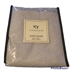 Veratex Brielle 26X26 Euro Sham Reversible Velvet Trim Blue Gray Geometric New. Fixed Price $26.35.