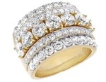 Mens Real 14K Yellow Gold Genuine Diamond Five Row Solitaire Ring 7 1/10 Ct 18MM. Fixed Price $17692.27.