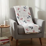 Tommy Hilfiger Throw Blanket Blue White Anchors Plush Fleece Nautical Theme Nwt. Fixed Price $39.00.