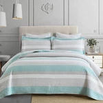 Finlonte King Quilt Striped Bedspread, (98"X106"), Lightblue/grey/white. Fixed Price $150.29.