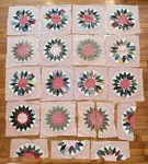 14 Vintage + Extras 1920S 30S Quilt Blocks Hand Stitched Pieced Sunburst Stains. Fixed Price $89.99.