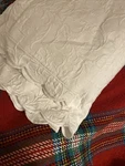 White Lamont Home Matelasse Scalloped Cotton Twin Coverlet 67X96/ST. Sham 21X28. Fixed Price $49.99.