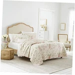 Laura Ashley - Quilt Set, Reversible Cotton Queen Breezy Floral Pink/green. Fixed Price $151.30.
