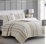 Martha Stewart Full/queen Striped Quilt Set Machine Washable Polyester. Fixed Price $49.49.