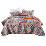 Qucover Cotton Quilt Set, Queen Size, Multicolor Paisley, Boho Style, Soft Li.... Fixed Price $104.73.