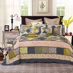 Twin Quilted Cotton Green Vintage Real Patchwork Bedding Bedspread Set. Fixed Price $69.99.