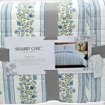 Shabby Chic Blue Floral Stripe Full Queen Quilt Set 3 Pc Cotton Cottage Bedding. Fixed Price $119.99.