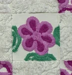 Set Of Nine Vintage Purple Daisy Feature Chenille Bedspread 6" Quilt Squares. Fixed Price $10.00.