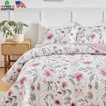 Flysheep Botanical Quilt Set King Size 3 Pieces, Blush Pink And Grey Flowers Pri. Fixed Price $71.82.