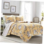 French Country Toile Reversible Cotton Quilt Size 3 Piece Set King Yellow/gray. Fixed Price $112.95.
