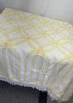 Vtg Chenille Bedspread Quilt, Fringe Yellow White Wedding Queen Full Double. Fixed Price $69.96.