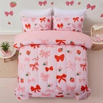 Strawberry Bow Bedding Set: Twin Size Bed-in-a-bag For Sweet Dreams!. Fixed Price $65.40.