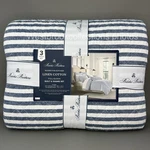 3PC Brooks Brothers Quilt & Sham Set Linen Blend Full Queen Navy White Stripe. Fixed Price $143.99.