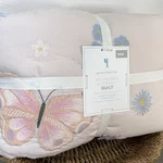 Pottery Barn Kids Wildflower Butterfly Quilt, Twin Embroidered Cotton Pink. Fixed Price $149.00.