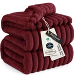 Bedsure Gentlesoft Deep Red Fleece For Couch - Cozy Blankets.. Fixed Price $34.99.