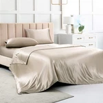 Luxbedding Taupe Satin Queen Size SHEET,4 Pcs Silky Set. Fixed Price $45.49.