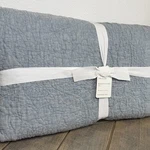 Pottery Barn Belgian Flax Linen Floral Stitch Quilt, King/cal Chambray Blue. Fixed Price $249.00.