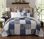 Dada Bedding Bohemian Denim Blue Elegance Patchwork Cotton Bedspread Set (JHW-66. Fixed Price $232.99.