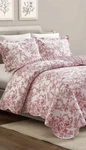 Beautiful Full/queen Red & White Floral Reversible 3 Pc Quilt Set 100% Cotton. Fixed Price $89.00.