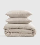 New Quince Full Queen Linen Duvet Cover Set 2 Sham Natural Chambray 100% Flax. Fixed Price $89.99.
