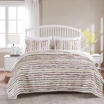 Greenland Home Fashions 3PC Full/queen Bella Ruffle Quilt Set Red/yellow/off. Fixed Price $89.99.