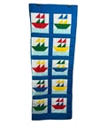 Handmade Nautical Themed Sailboat Quilt Primary Triangle Pieced Blocks 52 X 40. Fixed Price $24.50.