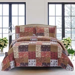 3-PIECE Quilt Set Size With 2 Shams, Autumn Patchwork King Red Riches. Fixed Price $98.37.