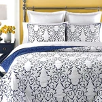 Mixinni Reversible Quilt 3-PIECE Blue Embroidery Pattern Elegant Set Wi.... Fixed Price $128.29.