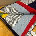 Pottery Barn Kids Twin Quilt Multi Color Striped Navy Red Cotton Hand Stitched. Fixed Price $53.99.